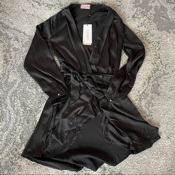 Brand New Club London Midi Satin Wrap Dress - Picture 4 of 10